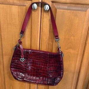 Brighton Burgundy Croc-Embossed Shoulder Bag